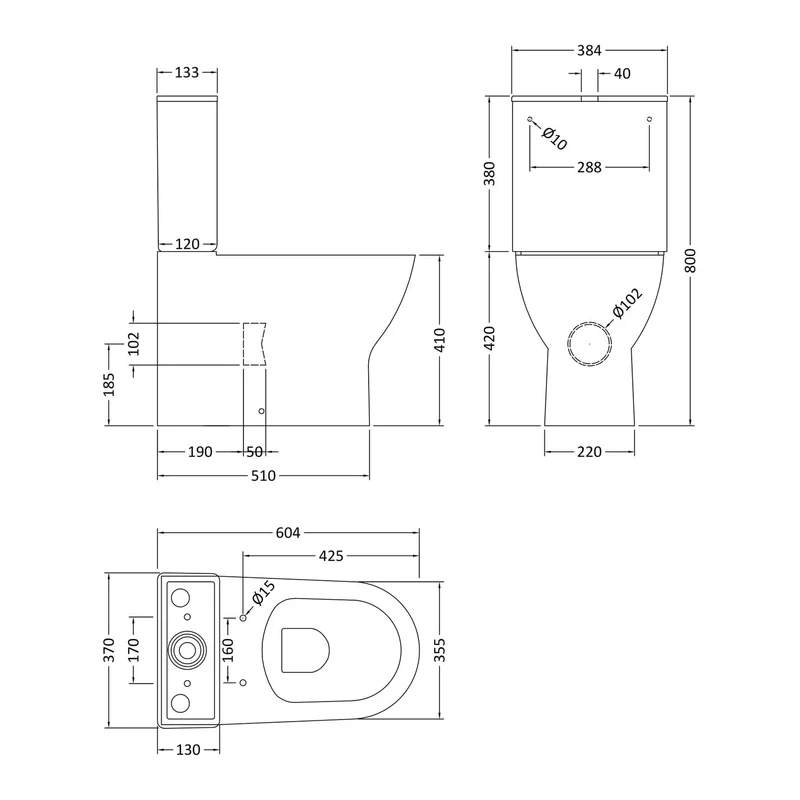Lana Rimless Compact Back To Wall Close Coupled Toilet & Soft Close Seat