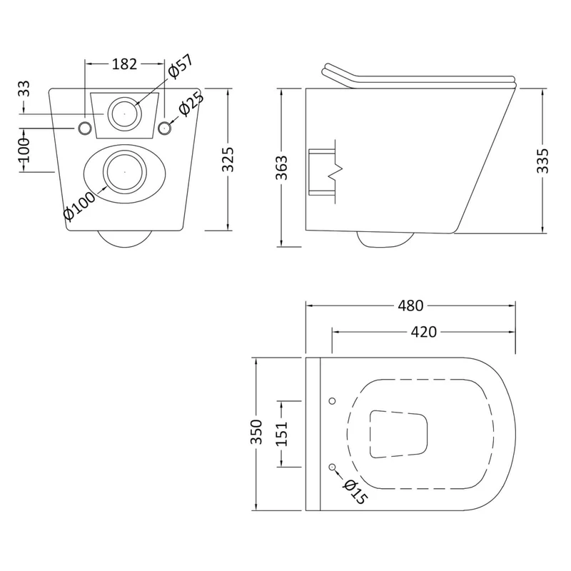 Como Rimless Wall Hung Toilet & Thin Soft Close Seat