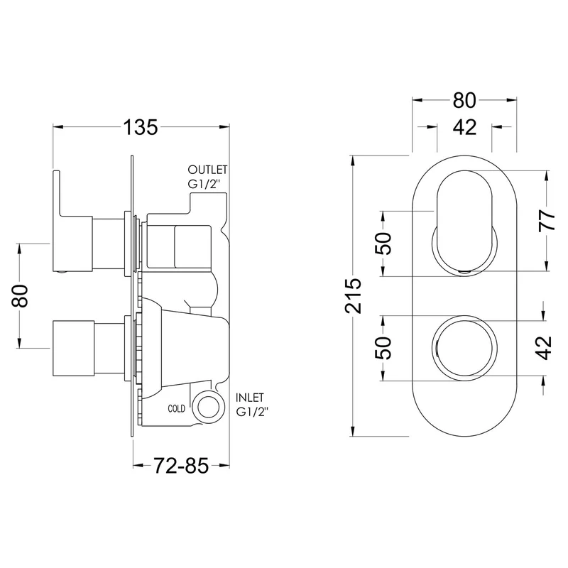 Capri Concealed Shower Package With Rail Kit - Chrome
