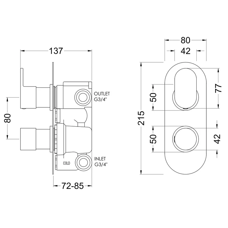 Capri Concealed Shower Package With Fixed Head & Rail Kit - Chrome