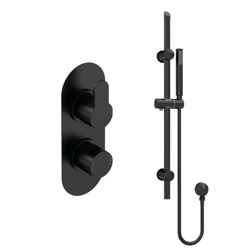 Lana Black Concealed Shower Package With Rail Kit