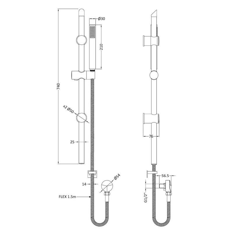 Lana Black Concealed Shower Package With Rail Kit