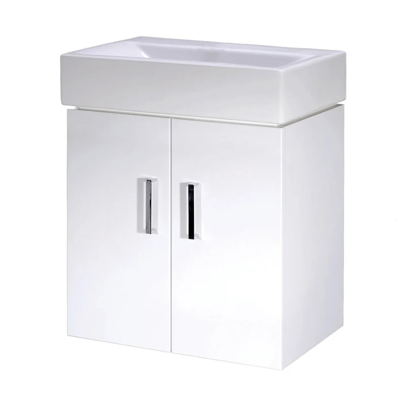 Nuie Mayford 450mm Wall Hung Basin Unit Contemporary Gloss White MFC Painted Gloss 595x450x330mm