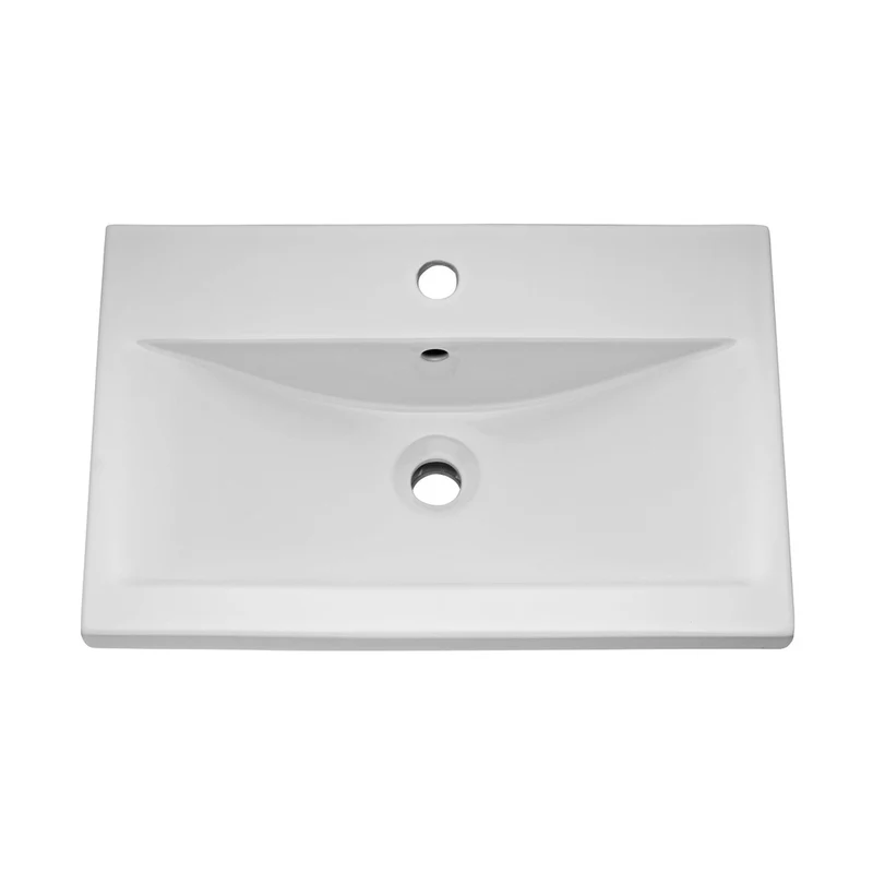 Nuie Eden 600mm Floor Standing Cabinet & Mid-edge Basin Contemporary Gloss White MFC Painted Gloss 818x605x400mm
