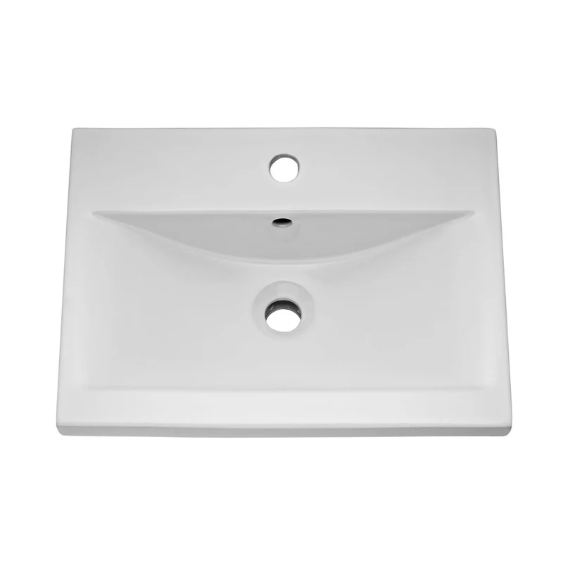 Nuie Eden 500mm Floor Standing Cabinet & Mid-edge Basin Contemporary Gloss White MFC Painted Gloss 818x505x400mm
