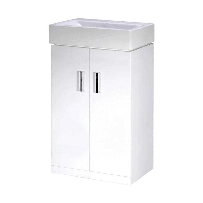 Nuie Mayford 450mm Floor Standing Basin Unit Contemporary Gloss White MFC Painted Gloss 820x450x330mm