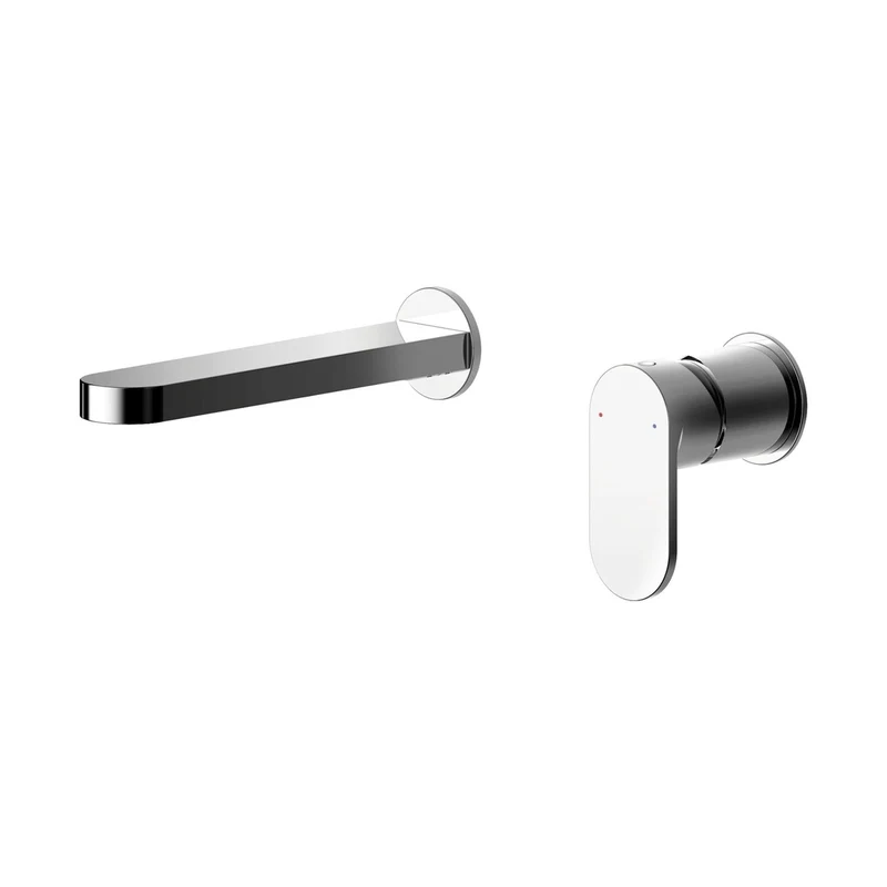 Nuie Binsey Wall Mounted 2 Tap Hole Basin Mixer Contemporary Chrome Brass,plastic 53x150x195mm