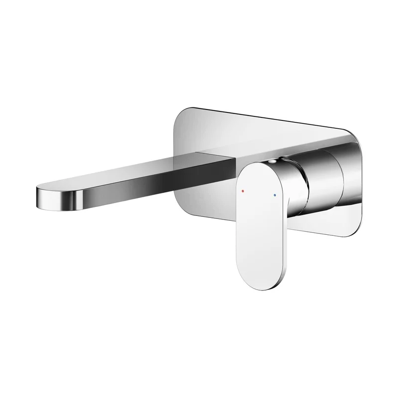 Nuie Binsey Wall Mounted 2 Tap Hole Basin Mixer With Plate Contemporary Chrome Brass,plastic 80x180x193mm