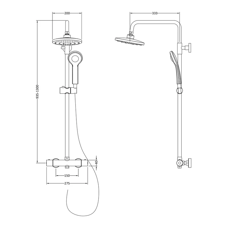 Lana Round Thermostatic Exposed Shower Kit - Chrome
