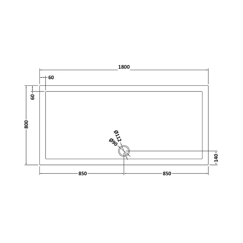 Nuie Rectangular Trays Rectangular Shower Tray 1800 X 800mm Contemporary Grey Slate Acrylic Capped ABS Caco3 And Pu