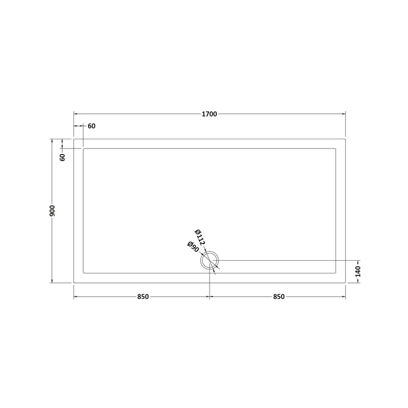 Nuie Rectangular Trays Rectangular Shower Tray 1700 X 900mm Contemporary Grey Slate Acrylic Capped ABS Caco3 And Pu