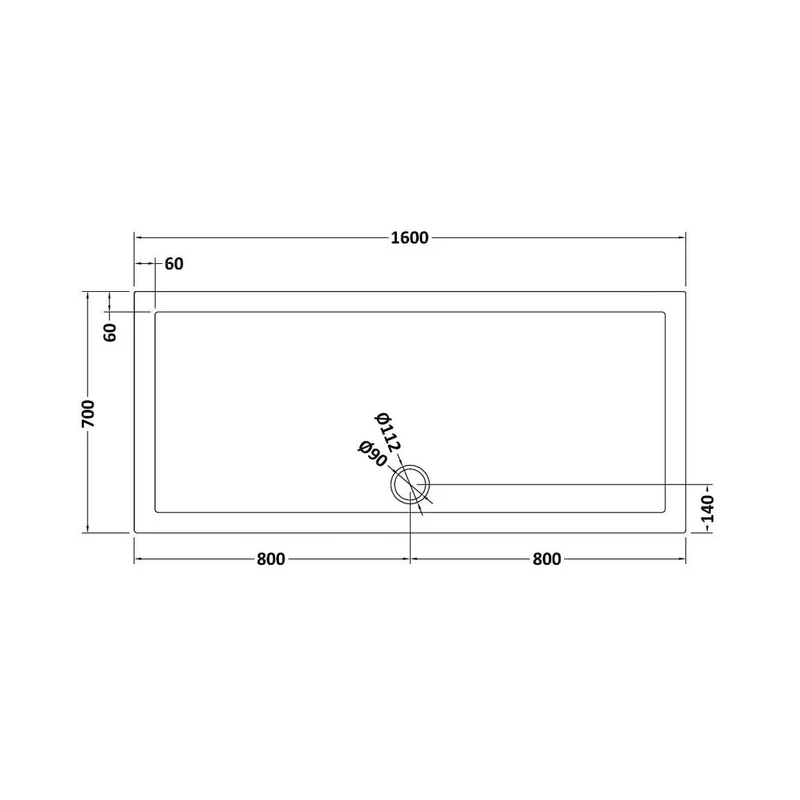 Nuie Rectangular Trays Rectangular Shower Tray 1600 X 700mm Contemporary Grey Slate Acrylic Capped ABS Caco3 And Pu