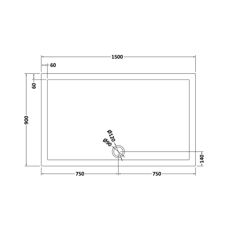 Nuie Rectangular Trays Rectangular Shower Tray 1500 X 900mm Contemporary Grey Slate Acrylic Capped ABS Caco3 And Pu