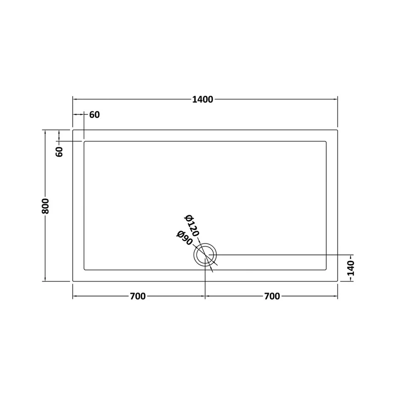 Nuie Rectangular Trays Rectangular Shower Tray 1400 X 800mm Contemporary Grey Slate Acrylic Capped ABS Caco3 And Pu