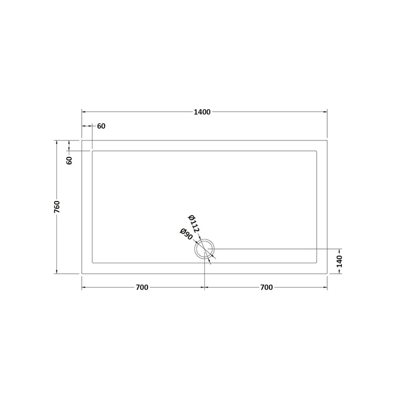 Nuie Rectangular Trays Rectangular Shower Tray 1400 X 760mm Contemporary Grey Slate Acrylic Capped ABS Caco3 And Pu