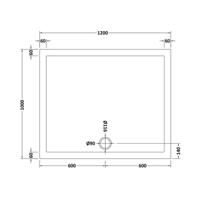 Nuie Rectangular Trays Rectangular Shower Tray 1200 X 1000mm Contemporary Grey Slate Acrylic Capped ABS Caco3 And Pu