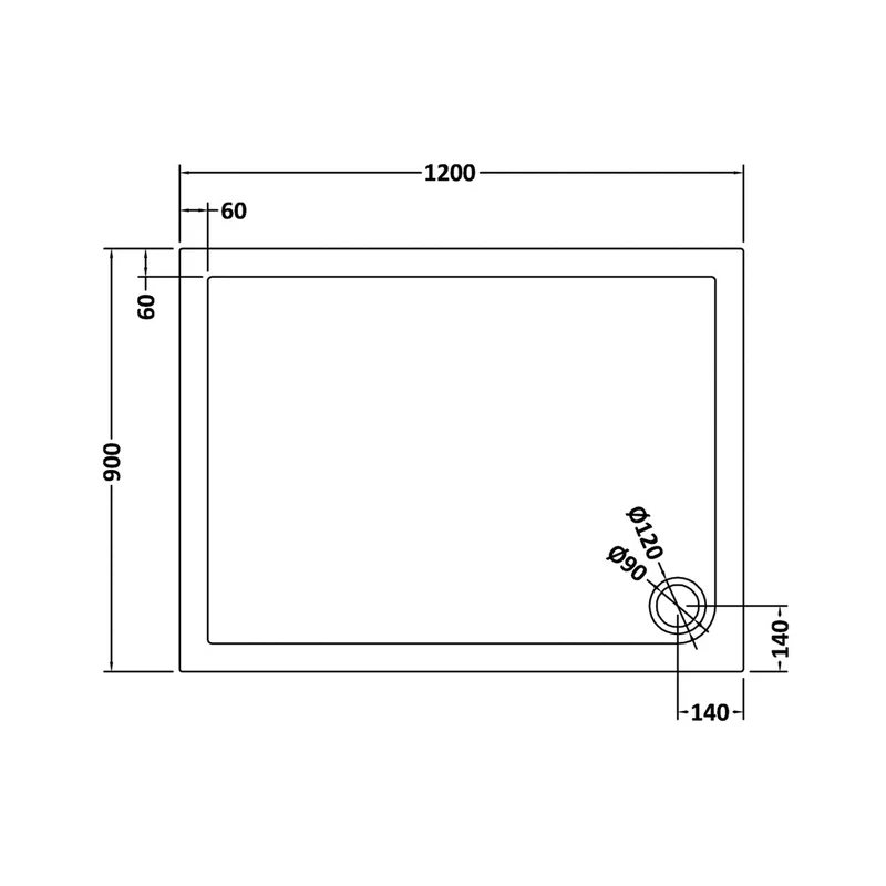 Nuie Rectangular Trays Rectangular Shower Tray 1200 X 900mm Contemporary Grey Slate Acrylic Capped ABS Caco3 And Pu