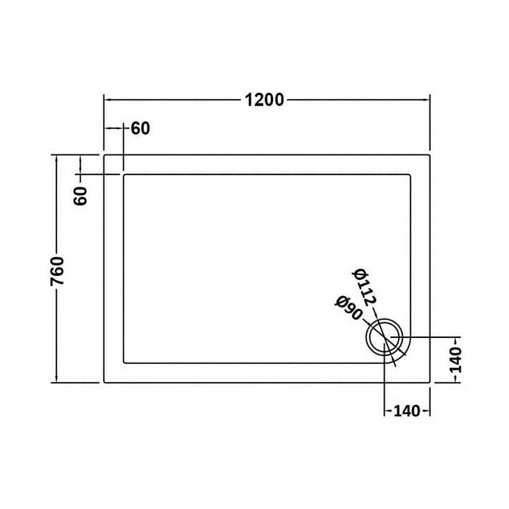 Nuie Rectangular Trays Rectangular Shower Tray 1200 X 760mm Contemporary Grey Slate Acrylic Capped ABS Caco3 And Pu