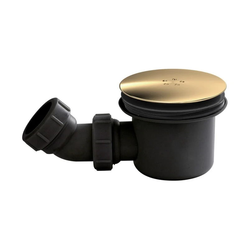 Nuie Shower Tray Wastes Black & Brass Fast Flow Shower Waste Contemporary Brushed Brass Polypropylene 99x116x116mm