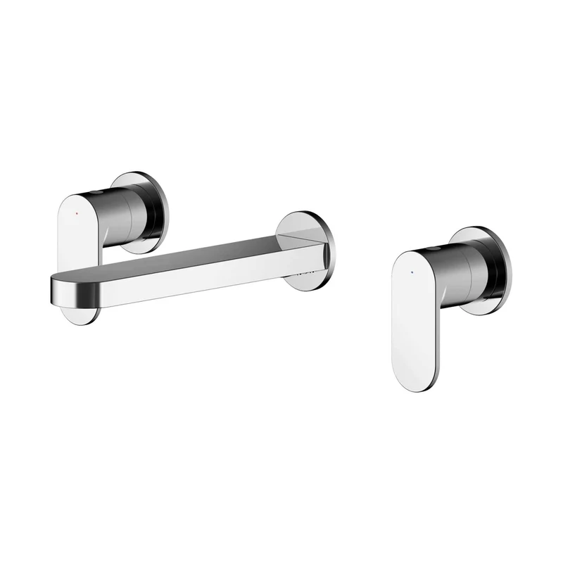 Nuie Binsey Wall Mounted 3 Tap Hole Basin Mixer Contemporary Chrome Brass 75x245x195mm