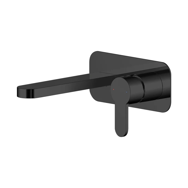 Nuie Arvan Wall Mounted 2 Tap Hole Basin Mixer With Plate Contemporary Matt Black Brass,plastic 108x180x193mm