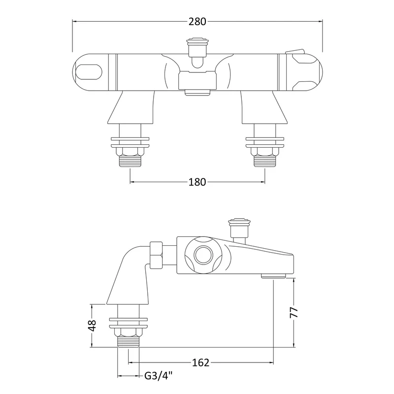 Layla Deck Mounted Thermostatic Bath Shower Mixer