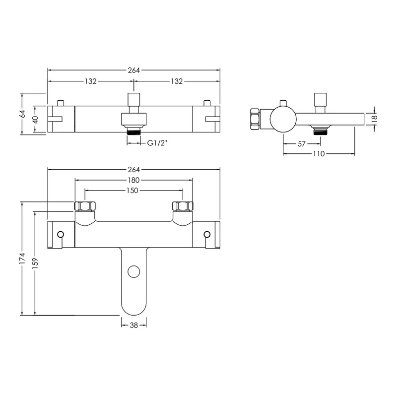 Lana Thermostatic Bath Shower Mixer