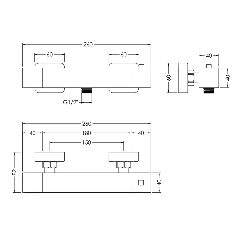 Marina Exposed Thermostatic Bar Valve