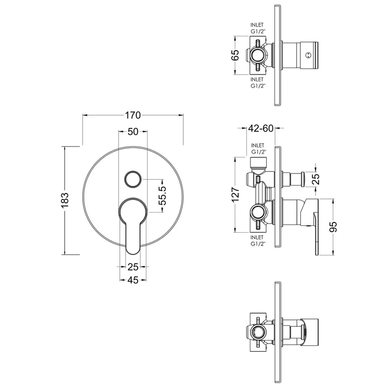 Lana 2 Outlet Concealed Manual Valve