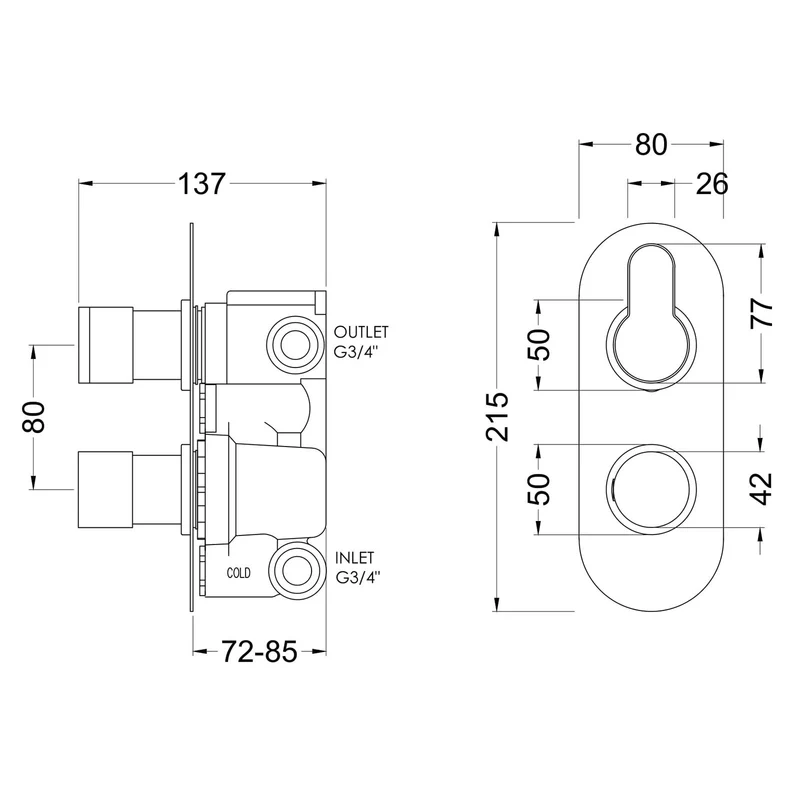 Lana 2 Outlet Concealed Thermostatic Valve