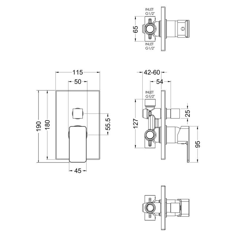 Cape 2 Outlet Concealed Manual Valve