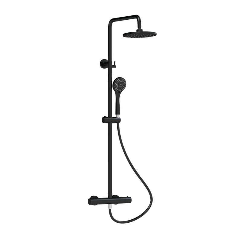Lana Black Round Thermostatic Exposed Shower Kit
