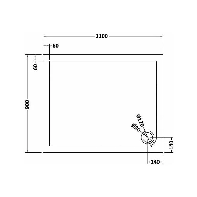 Nuie Rectangular Trays Rectangular Shower Tray 1100 X 900mm Contemporary Grey Slate Acrylic Capped ABS Caco3 And Pu