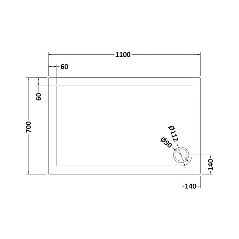 Nuie Rectangular Trays Rectangular Shower Tray 1100 X 700mm Contemporary Grey Slate Acrylic Capped ABS Caco3 And Pu