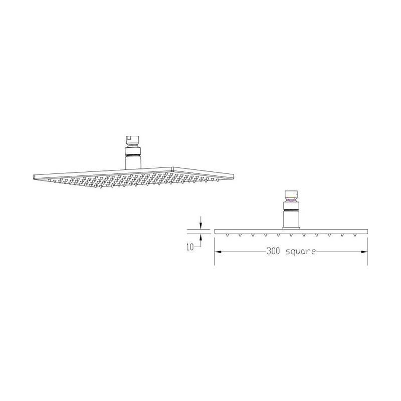 Nuie Square Led Fixed Head Contemporary Chrome Brass 58x300x300mm
