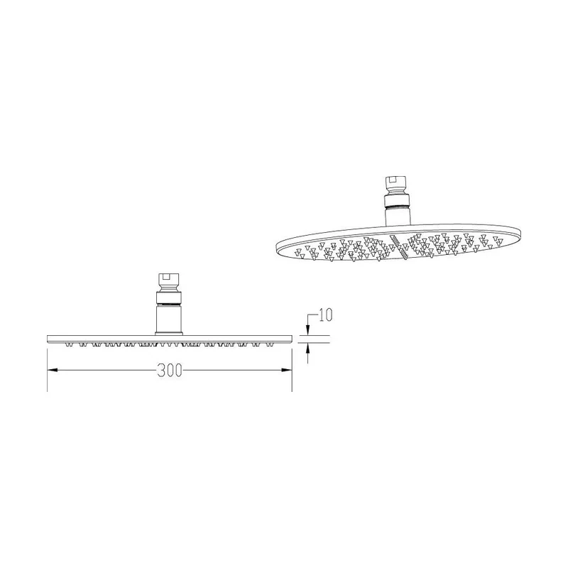 Nuie Round Led Fixed Head Contemporary Chrome Brass 58x300x300mm
