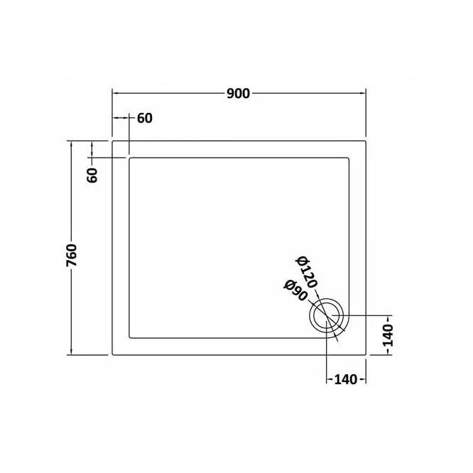 Nuie Rectangular Trays Rectangular Shower Tray 900 X 760mm Contemporary Grey Slate Acrylic Capped ABS Caco3 And Pu