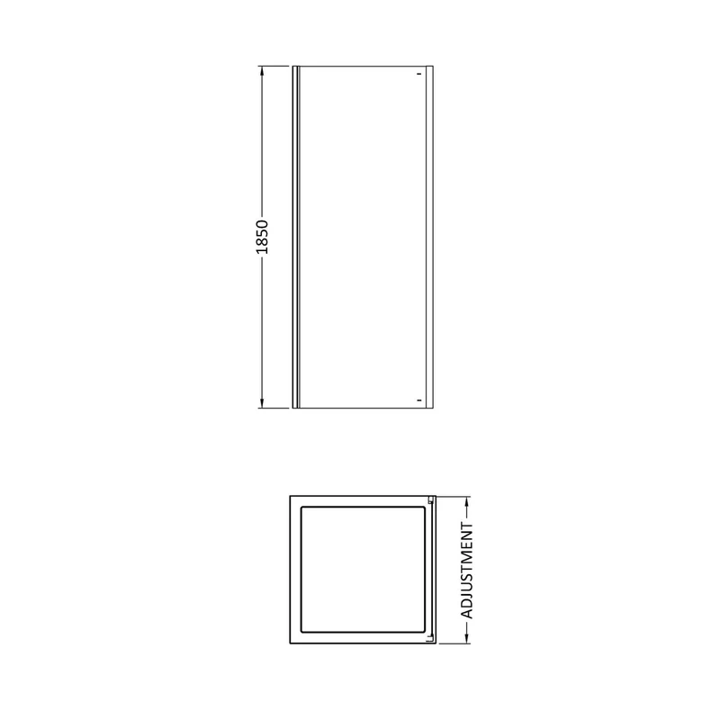 Nuie Ella 1850 X 800mm Side Panel Contemporary Chrome Aluminium 1850x790x31mm