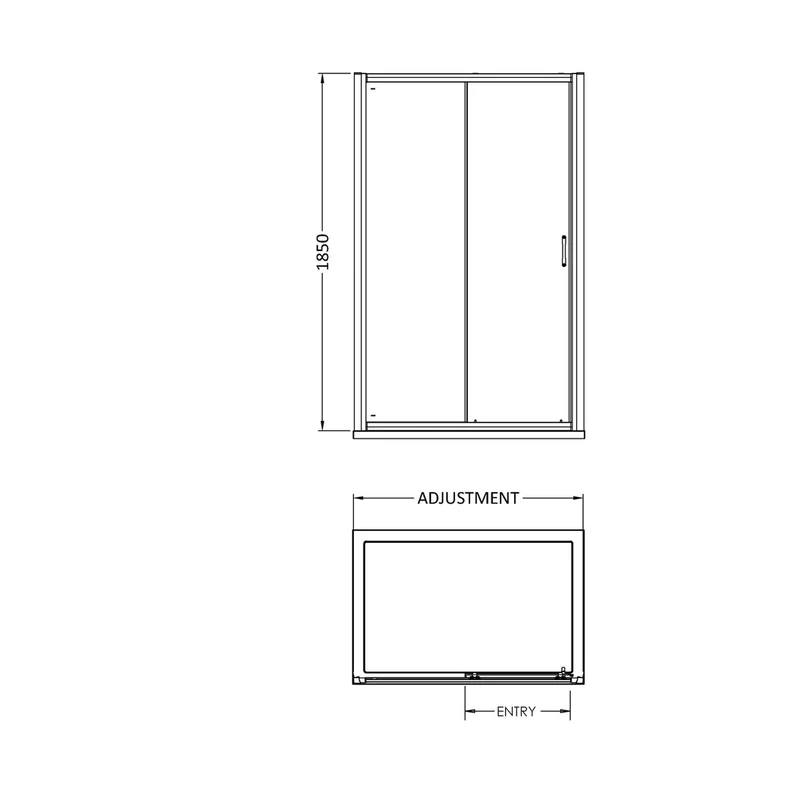 Nuie Ella 1850 X 1200mm Sliding Shower Door Contemporary Chrome Aluminium 1850x1190x44mm