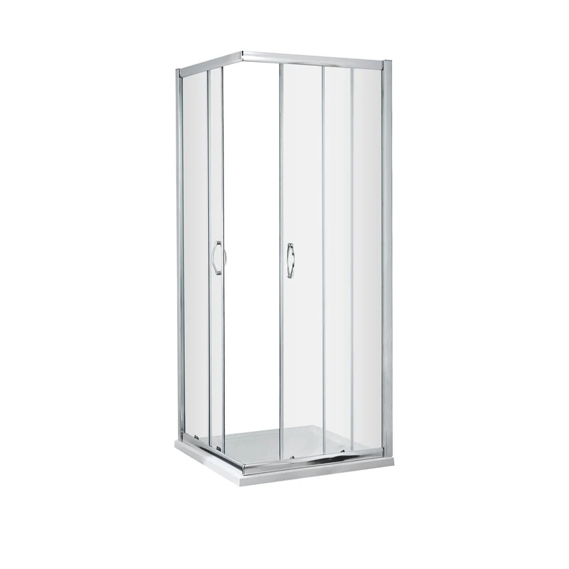 Nuie Ella 1850 X 760mm Corner Entry Shower Enclosure Contemporary Chrome Aluminium 1850x745x44mm