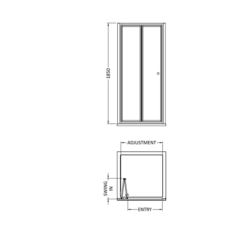 Nuie Ella 1850 X 760mm Bi-folding Shower Door Contemporary Chrome Aluminium 1850x750x44mm