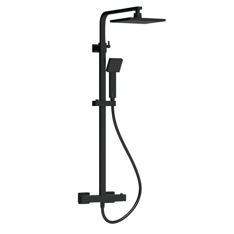 Cape Black Square Thermostatic Exposed Shower Kit