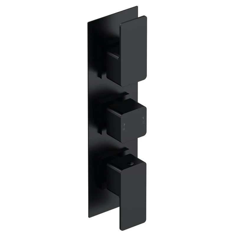 Cape Black 2 Outlet Concealed Thermostatic Valve With 3 Handles