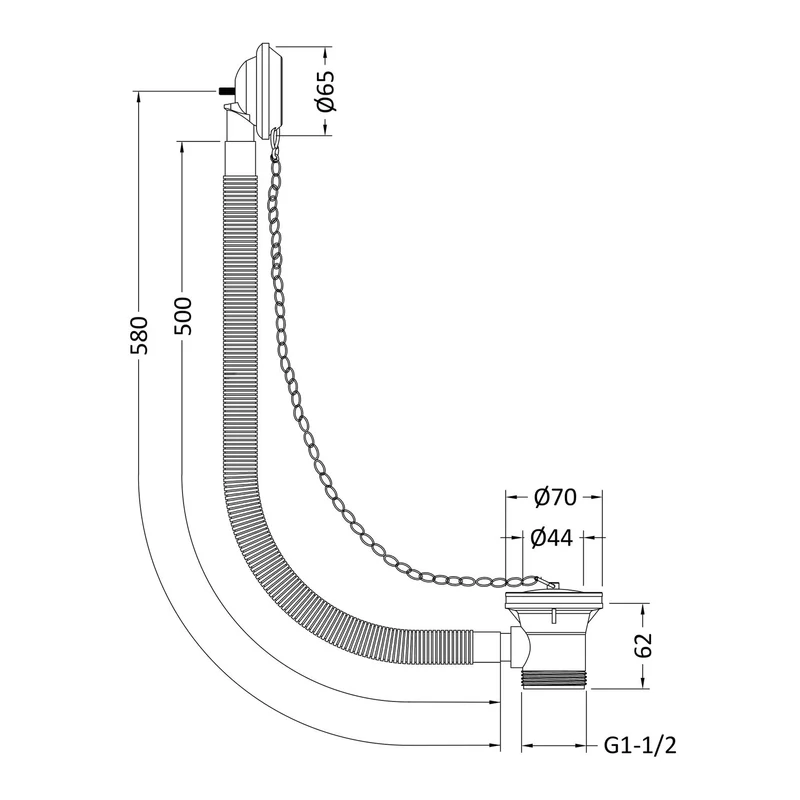 Bath Plug & Link Chain Waste With Retainer