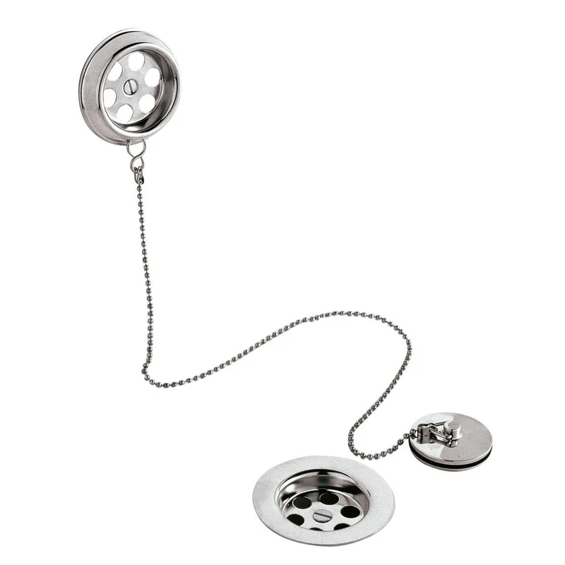 Bath Plug & Ball Chain Waste With Retainer