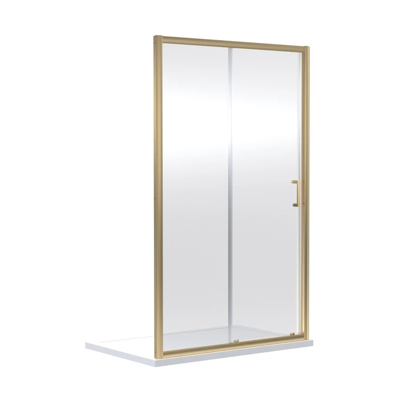 Nuie Rene 1900 X 1700mm Sliding Shower Door Contemporary Brushed Brass Aluminium 1900x1690x44mm