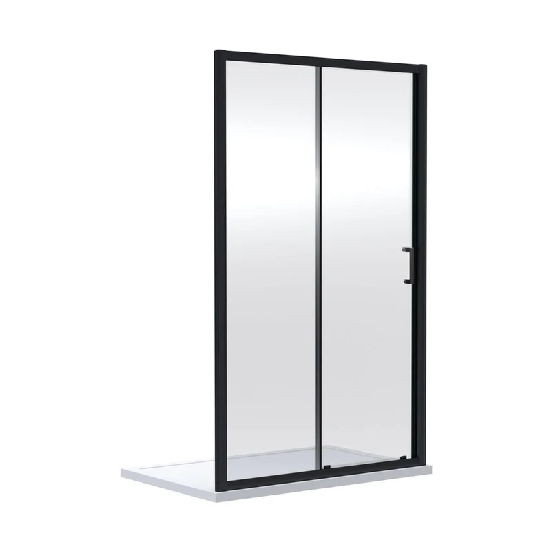 Nuie Rene 1900 X 1600mm Sliding Shower Door Contemporary Matt Black Aluminium 1900x1590x44mm