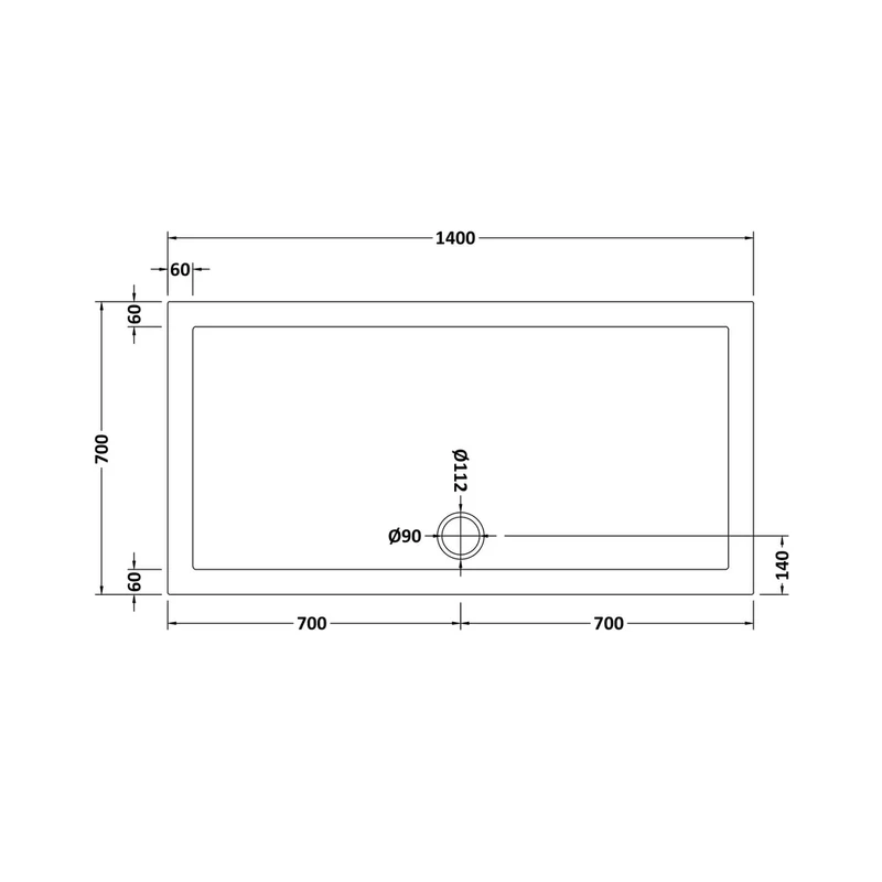 Nuie Rectangular Trays Rectangular Shower Tray 1400 X 700mm Contemporary White Acrylic Capped ABS Caco3 And Pu