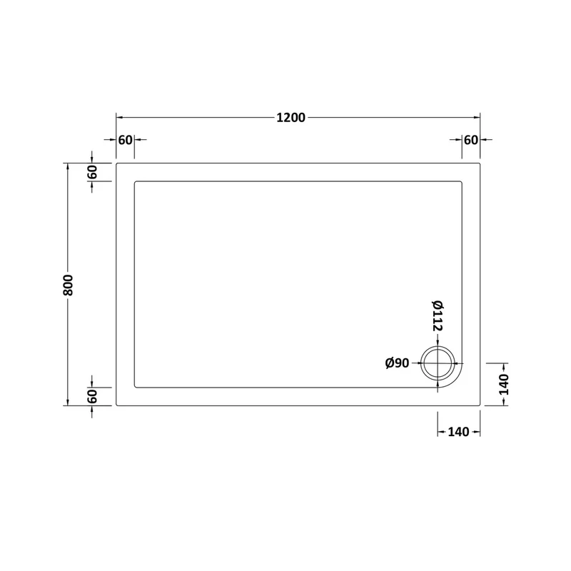 Nuie Rectangular Trays Rectangular Shower Tray 1200 X 800mm Contemporary White Acrylic Capped ABS Caco3 And Pu