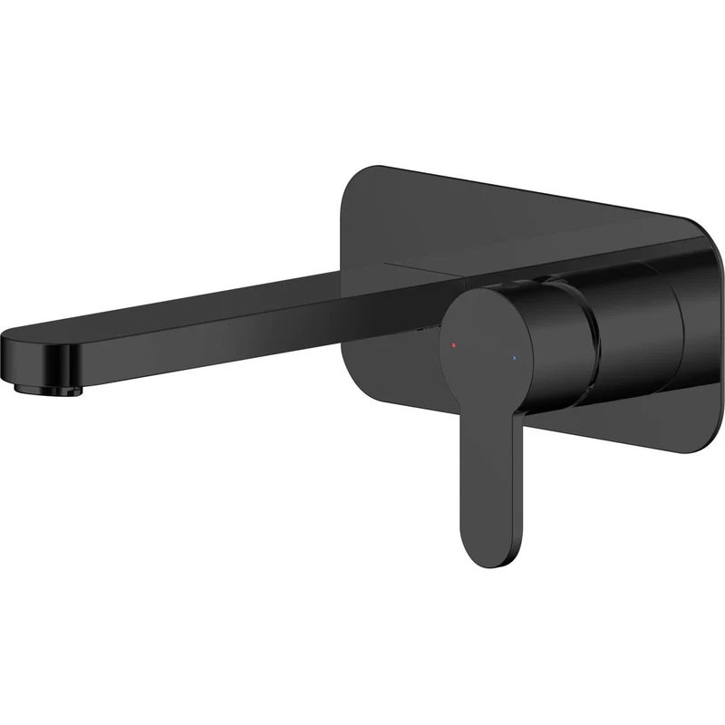 Lana Black 2 Hole Wall Mounted Basin Mixer With Plate